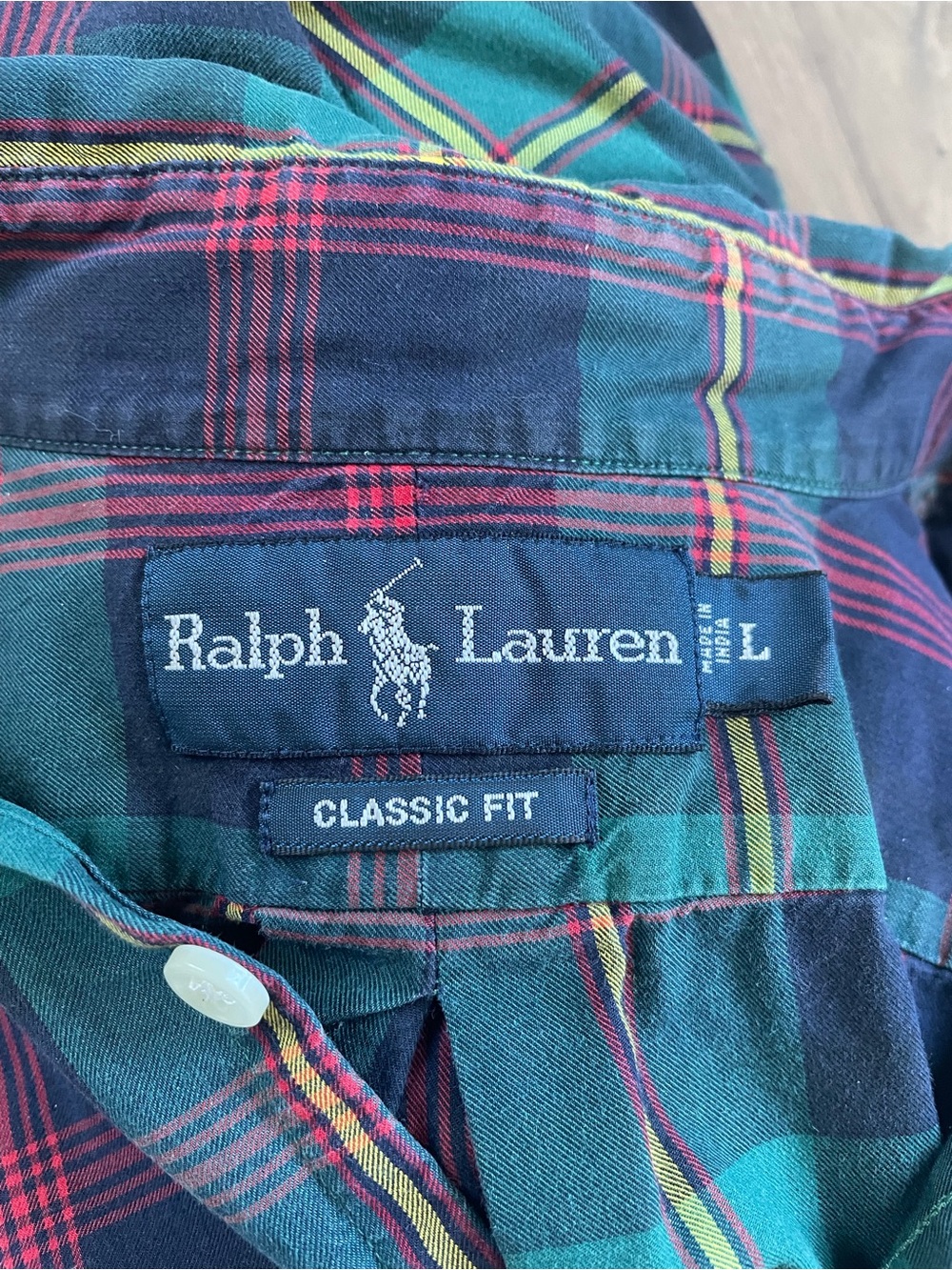 Ralph Lauren Plaid Button-Down Shirt Navy, Teal & Red